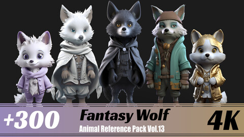 +300 Fantasy Wolf | 4K | Animal Reference Pack Vol.13