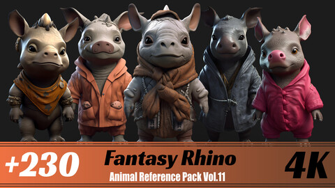 +230 Fantasy Rhino | 4K | Animal Reference pack Vol.11