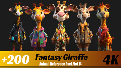 +200 Fantasy Giraffe | 4K | Animal Reference pack Vol.14