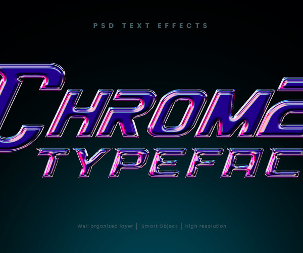 ArtStation - 3D Ghrome Typeface. PSD fully editable text effect. Layer ...