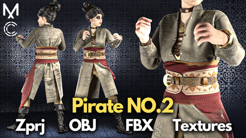 Pirate No.2: Marvelous Designer + Clo3d + OBJ + FBX + Texture