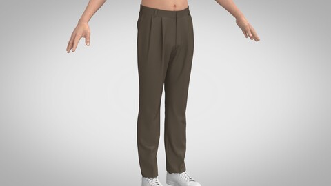 Men Pleated Trousers, Marvelous Designer, Clo + obj, fbx