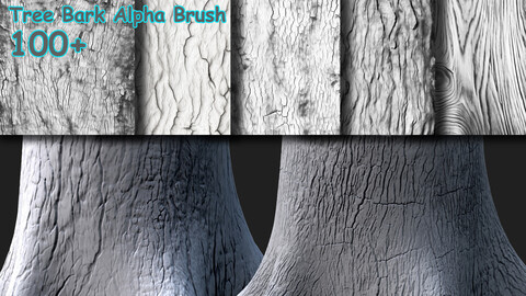 100+ Tree Bark Alpha Brush Vol 01