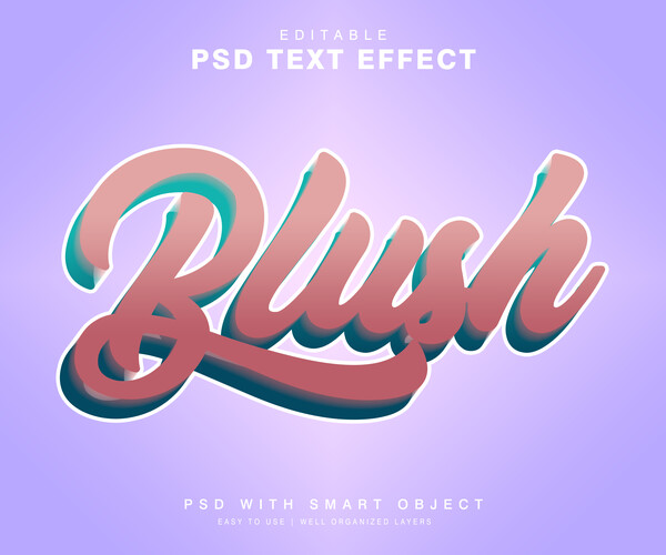 ArtStation - 3D Blush. PSD fully editable text effect. Layer style PSD ...