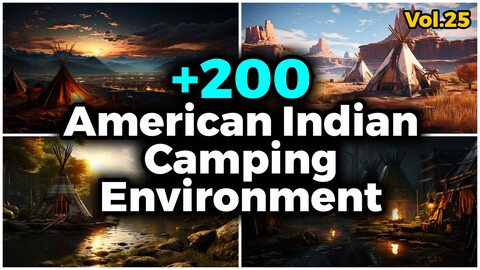 +200 American Indian Tribes Camping Environment (4k) | Vol_25