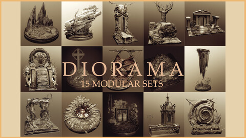 Dioramas - 15 modular figurine bases environment kits
