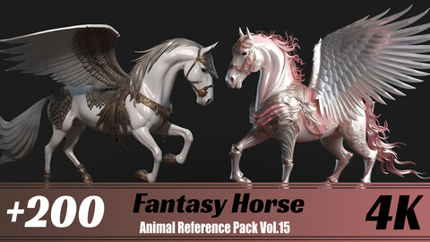 +200 Fantasy Horse | 4K | Animal Reference Pack Vol.15