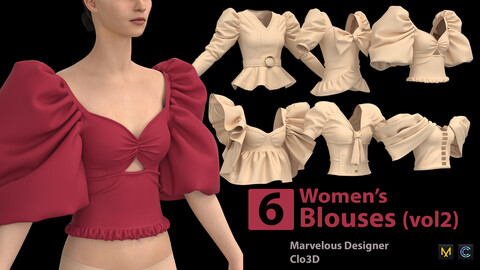 6 Women's Blouses(vol2) + Zprj +Obj + Fbx