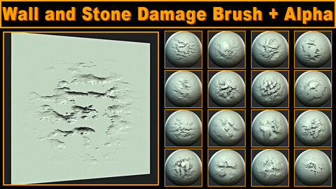 Wall and Stone Damage Brush + Alpha