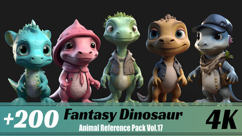 +200 Fantasy Dinosaur | 4K | Animal Reference pack Vol.17