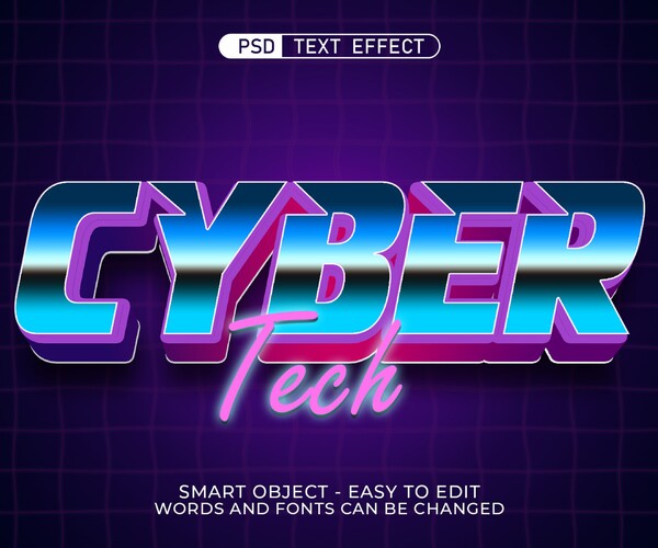 ArtStation - 3D Cyber. PSD fully editable text effect. Layer style PSD ...