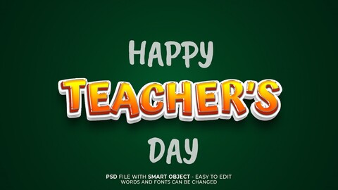 Artstation - 3d Happy Teacher's Day. Psd Fully Editable Text Effect 