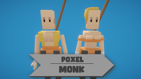 Poxel - Monk Characters - Rigged