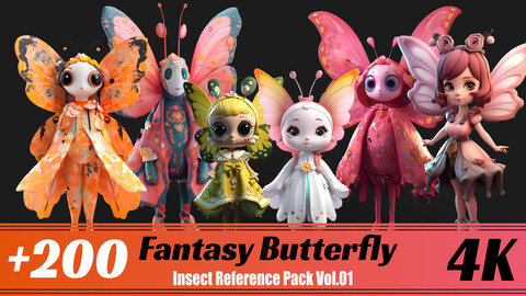 +200 Fantasy Butterfly | 4K | Insect Reference pack Vol.01