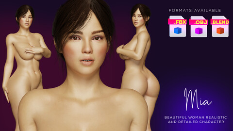 Beautiful Woman Nude Rigged Model - Mia