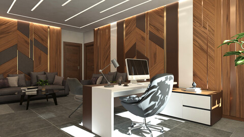 Manager office interior Scene 3D model