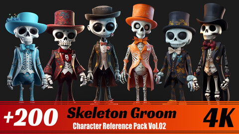 +200 Cute Skeleton Groom | 4K | Character Reference pack Vol.02