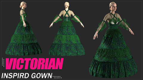 victorian dress inspird gown vol4 Marvelous & Clo3d / FBX