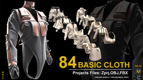 BASIC CLOTHES (CLO3D AND MARVELOUS DESIGNER) ZPRJ, OBJ, FBX,UV