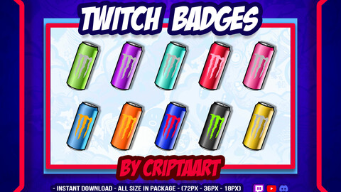 Twitch Badges | Soda Badges | Energy Drink | Bit Badges | Streamer Badges