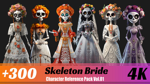 +300 Skeleton Bride | 4K | Character Reference Pack Vol.01