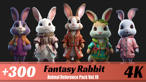 +300 Fantasy Rabbit | 4K | Animal Reference pack Vol.18