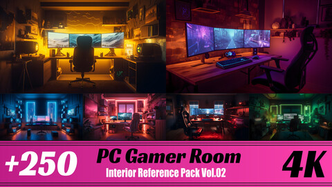 +250 PC Gamer Room (Interior Concept) Vol.02 | 4K | Reference Pack