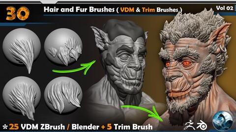 Hair and Fur Brushes ( VDM & Trim Brushes ) Vol 02