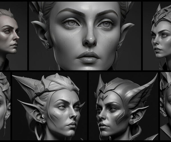 ArtStation - 220 Elf female head - 4K Reference Image Pack - 50 | Artworks