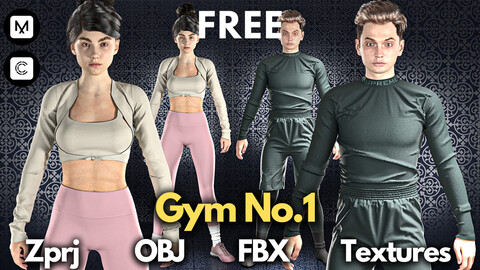 Gym No.1: Marvelous Designer + Clo3d + OBJ + FBX + Texture (Female Version)