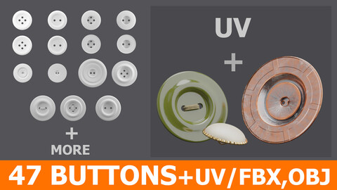 47 BUTTONS-UV Low-poly 3D model