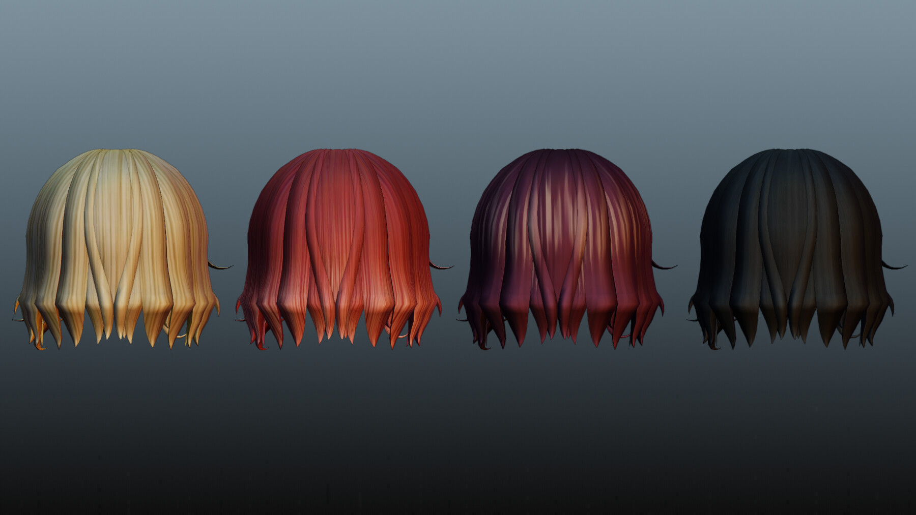 ArtStation - Female hair 4 colors low poly