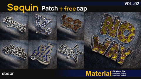 50 Sequin patch -SBSAR + tutorial- custom color -custom decal + cap -VOL 02