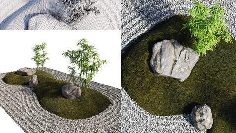 Japanese Rock (Zen) Garden 03 | PBR | Midpoly