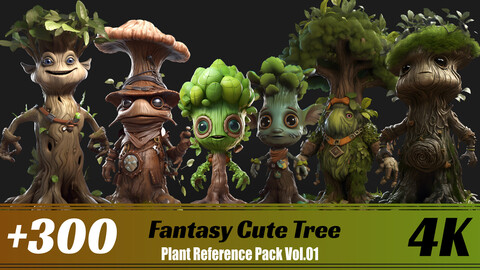 +300 Fantasy Cute Tree | 4K | Plant Reference pack Vol.01