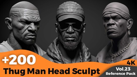 +200 Thug Male Head Sculpt(4k)