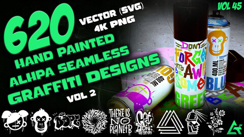 620 Hand Painted Alpha Graffiti Designs (MEGA Pack) - Vol 45