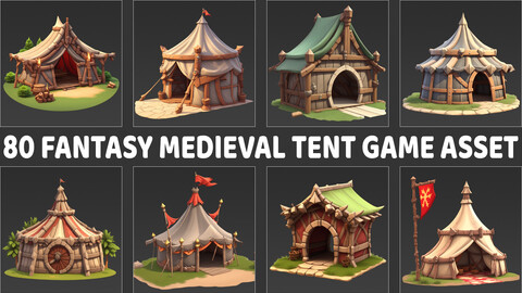 60 Fantasy Medieval Tent House Game Asset