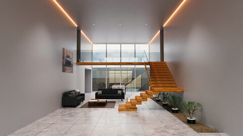 Living Room + Kitchen Interior Design By Nikdox