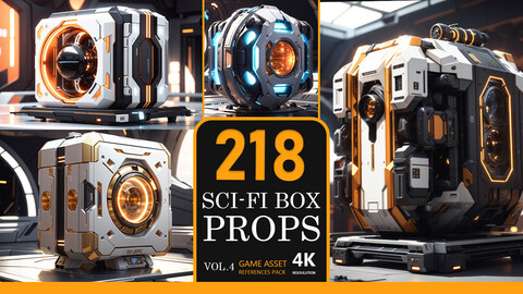 Sci-Fi Box Props Vol.4-4K Game Asset references