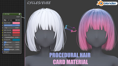 Hair Card Shader For Blender Cycles/evee