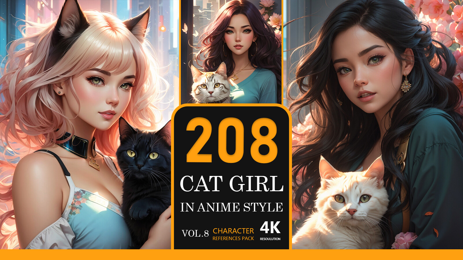 Artstation Cat Girl In Anime Style Vol8 4k Character Reference Pack Artworks