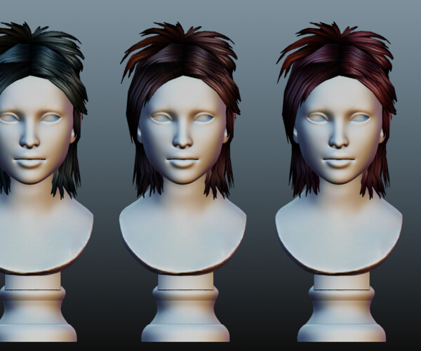3D model Game Hair - Female Hairstyle V2 VR / AR / low-poly