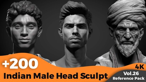 +200 Indian Male Head Sculpt(4k)