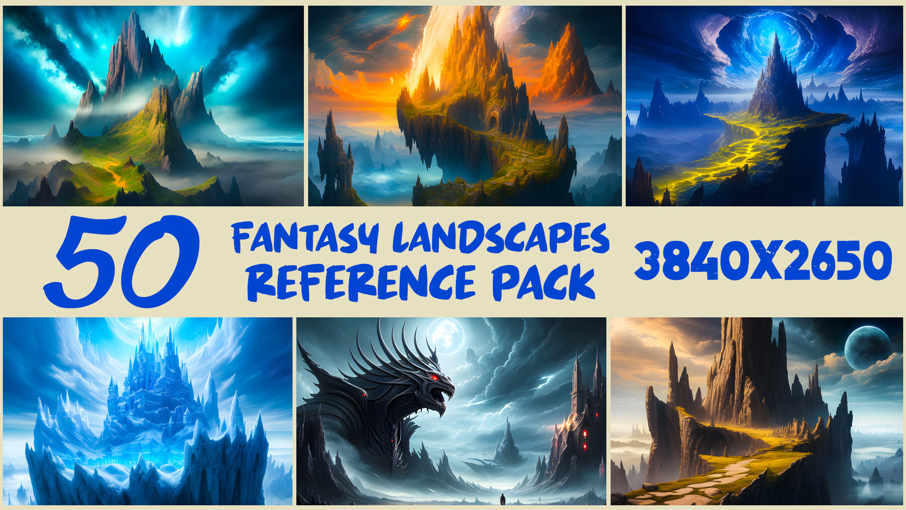 50 Fantasy Landscapes Environment Reference Pack Digital Artworks