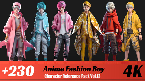 +230 Anime Fashion Boy | 4K | Character Reference pack Vol.13