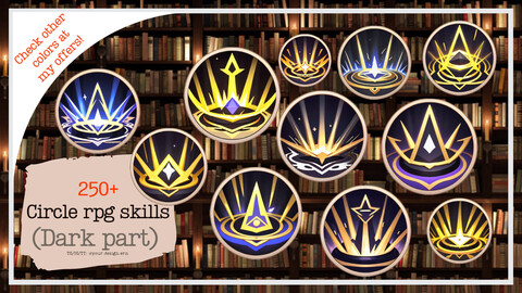 250+ Circle Skill Icons Pack - Dark Edition