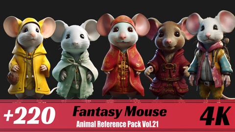 +220 Fantasy Mouse | 4K | Animal Reference Pack Vol.21