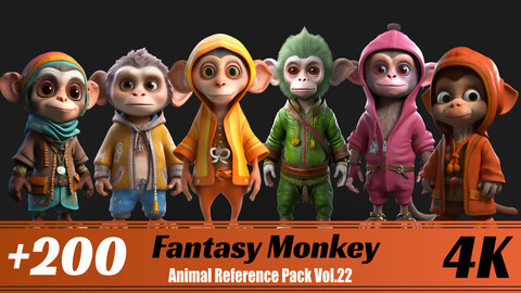 +200 Fantasy Monkey | 4K | Animal Reference pack Vol.22