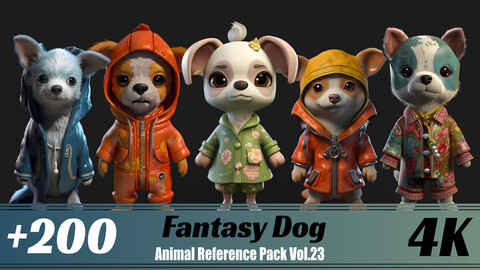 +200 Fantasy Dog | 4K | Animal Reference pack Vol.23